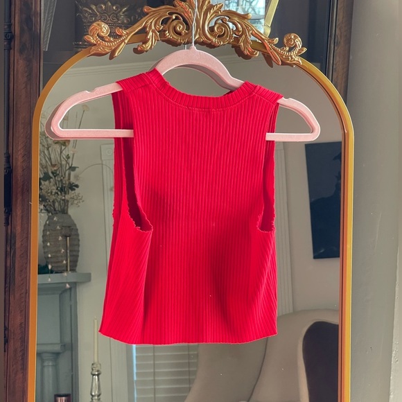 NWT Cotton Citizen Women's Red Ribbed Capri Cropped Muscle Tank - Picture 6 of 8